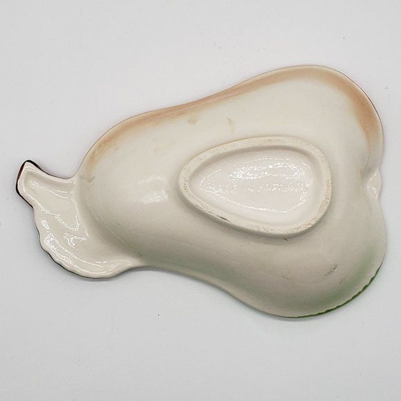 Portuguese Vintage Majolica Ceramic Green to Red Pear Shaped Bowl or Dish - Picture 7 of 13